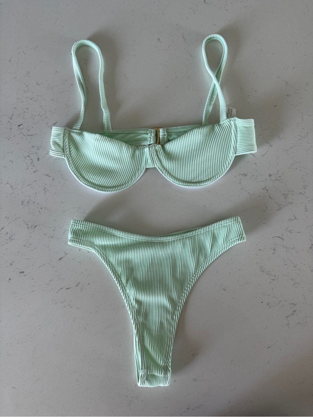 Mint Ribbed Underwire Bikini Set - Women Swim